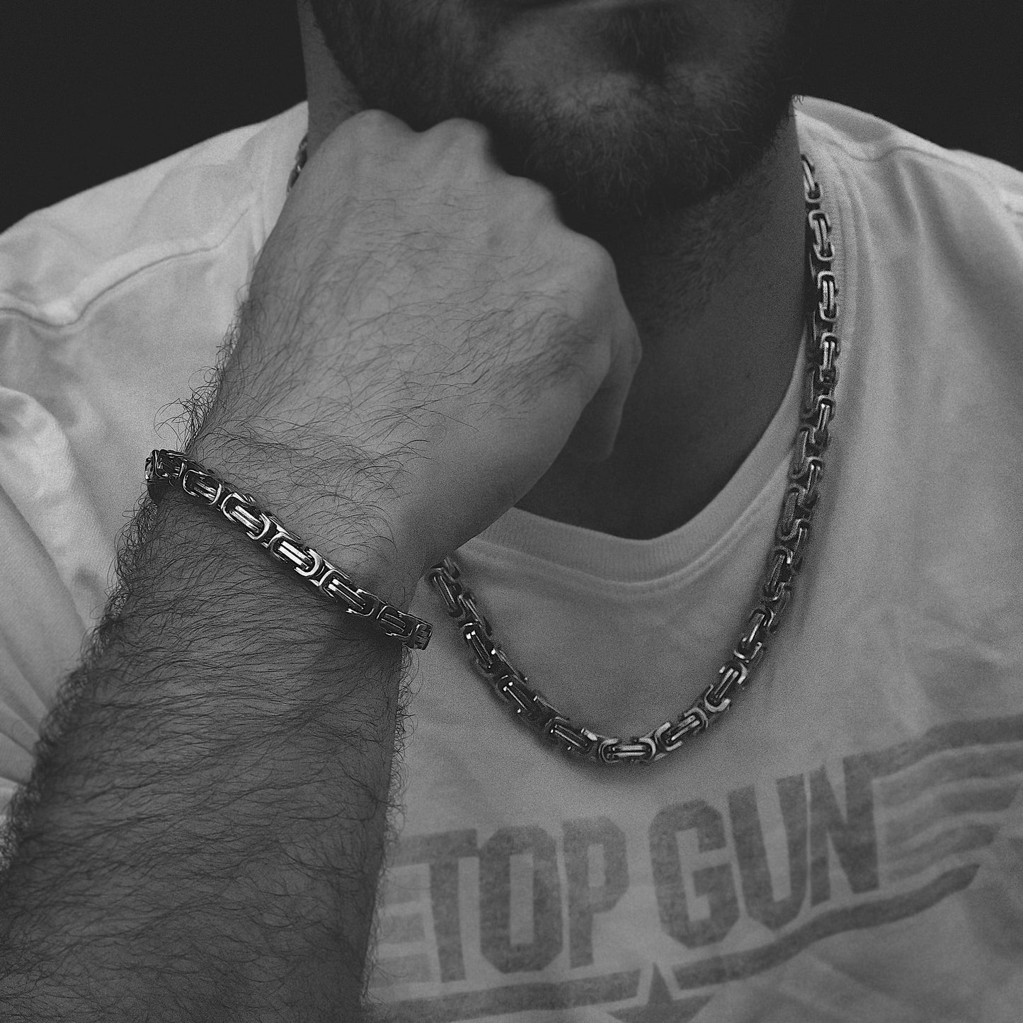 Stainless Steel And 18K Gold PVD Coated Byzantine Chain Bracelet