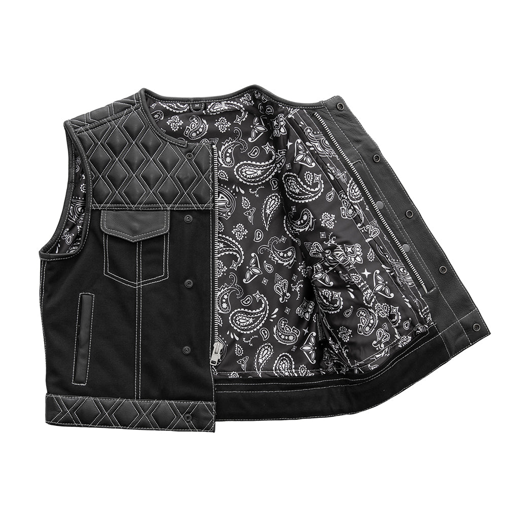 Stinger - Men's Club Style Leather/Canvas Vest (Limited Edition) Factory Customs First Manufacturing Company   