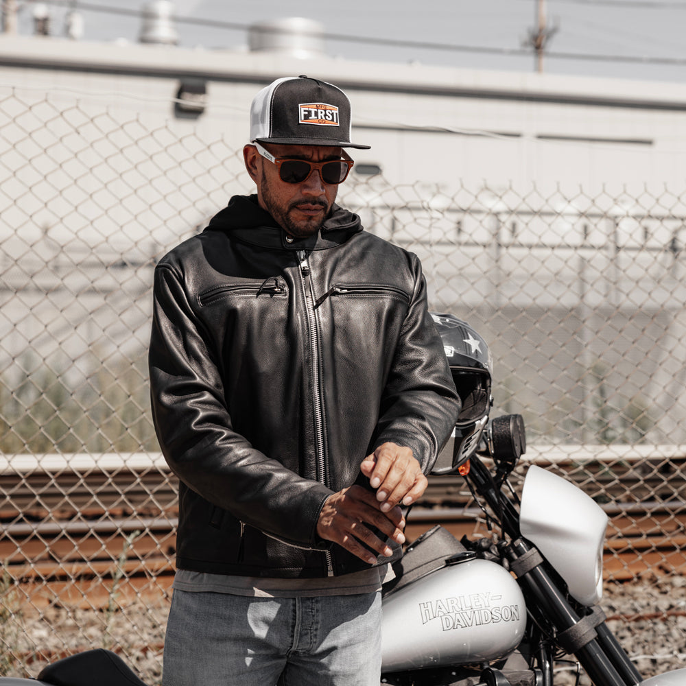 Street Cruiser Men's Motorcycle Leather Jacket Men's Leather Jacket First Manufacturing Company   