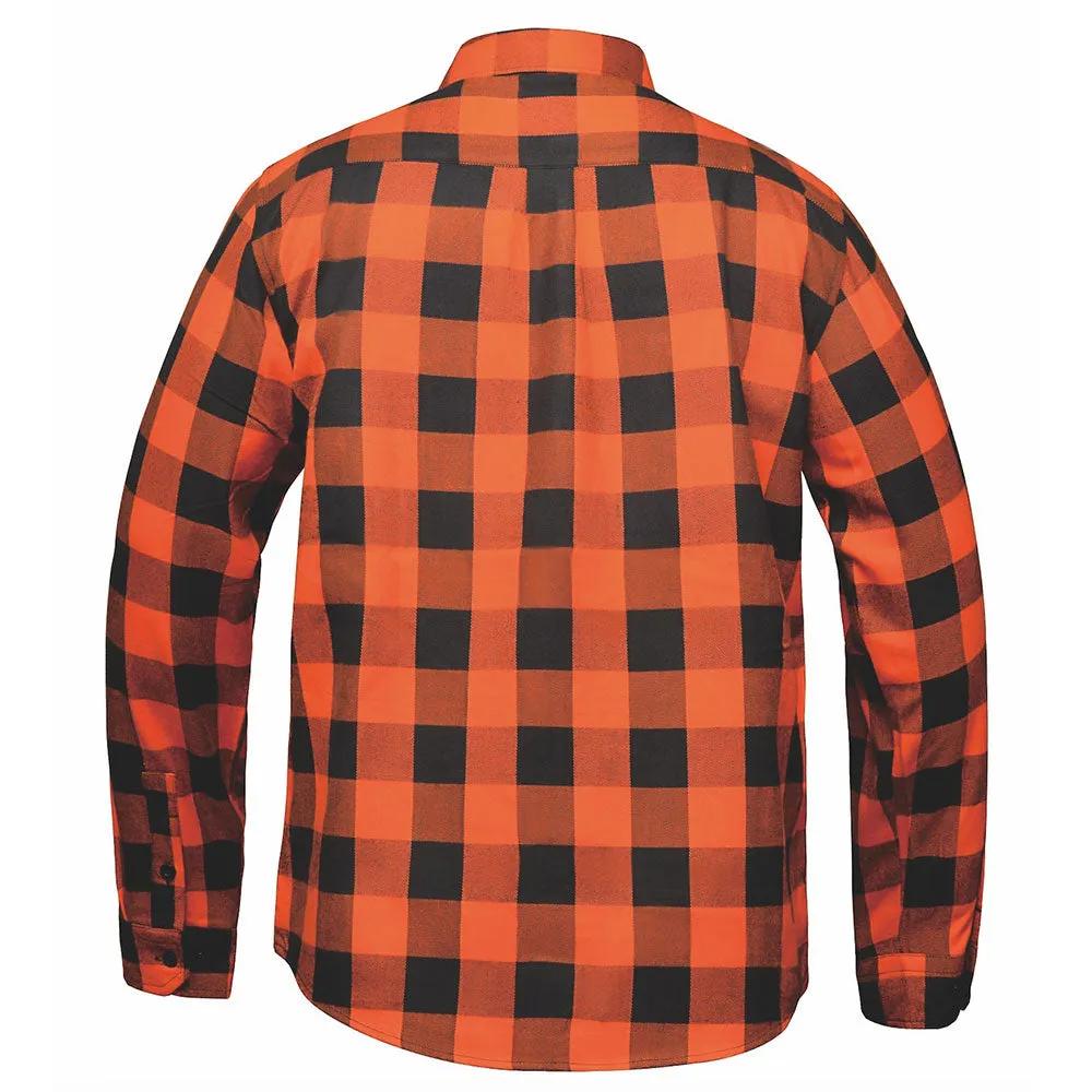 TW205.16 - Mens Black and Orange Flannel Shirt