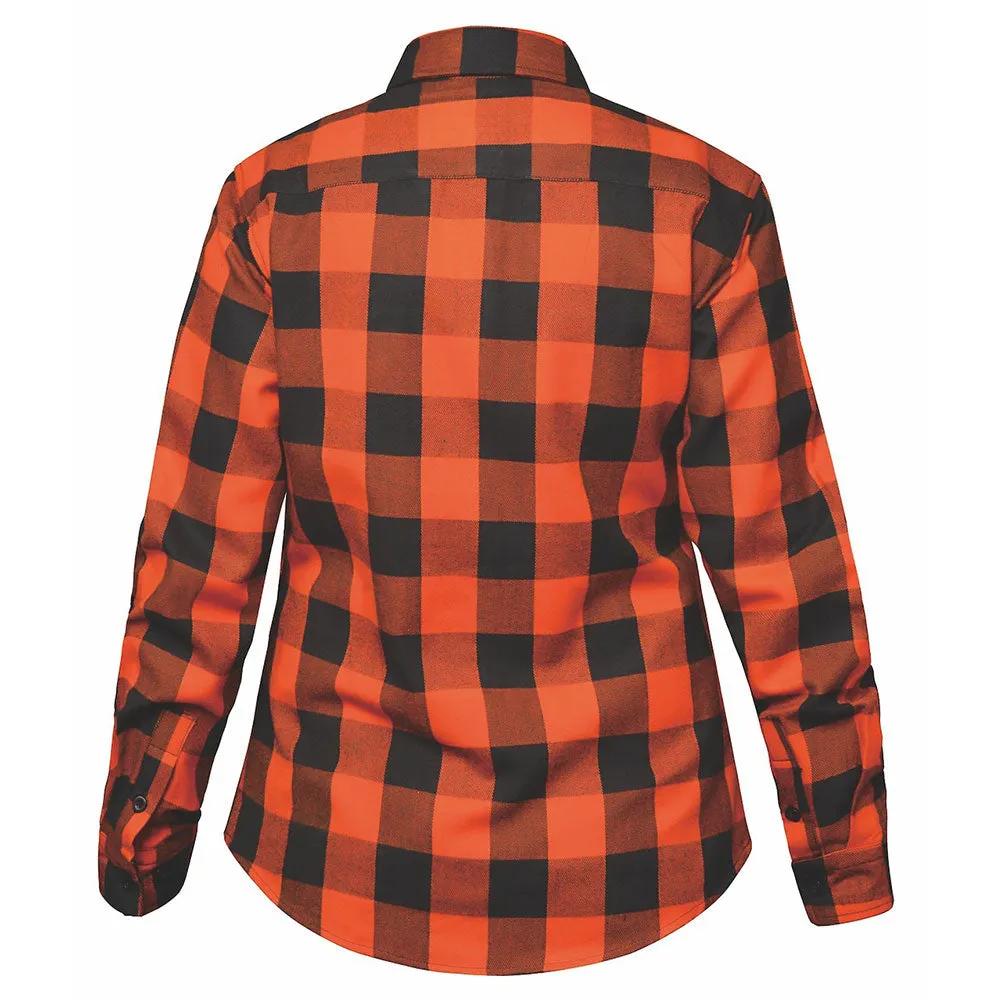 Ladies Black and Orange Flannel Shirt
