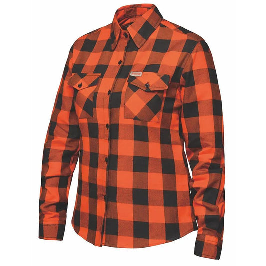 Ladies Black and Orange Flannel Shirt