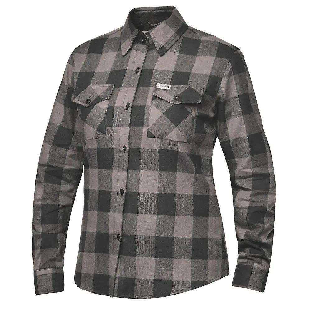 Women's black and gray plaid armored riding shirt
