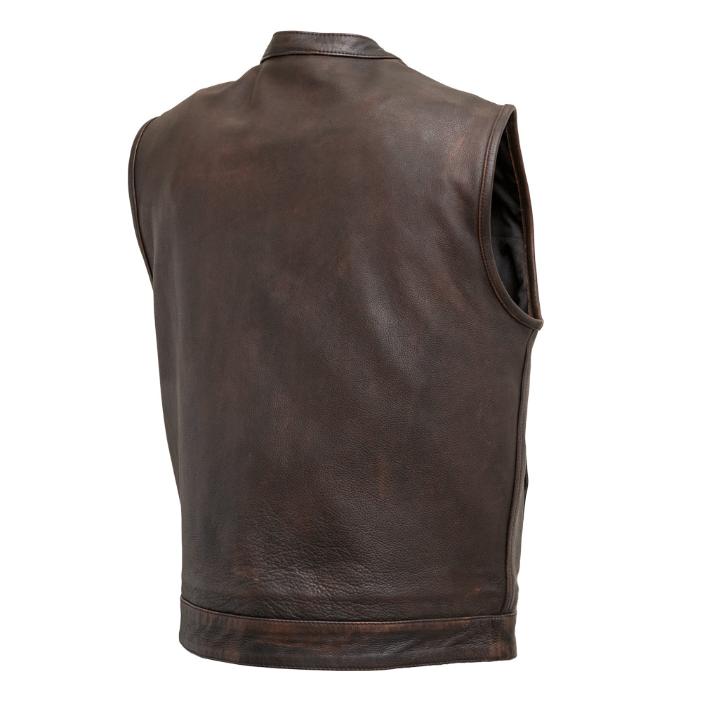 Top Rocker Copper Men's Motorcycle Leather Vest Men's Leather Vest First Manufacturing Company   