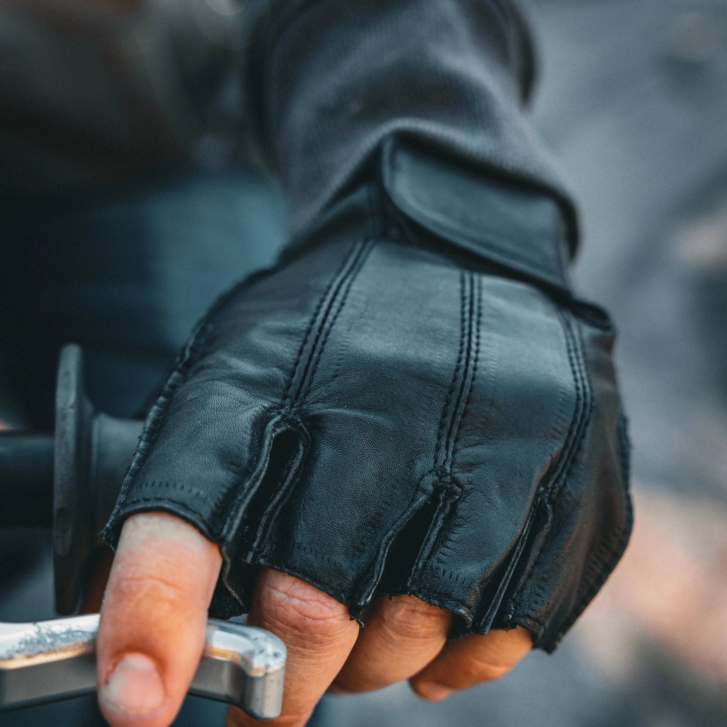 Mens Fingerless Leather Gloves