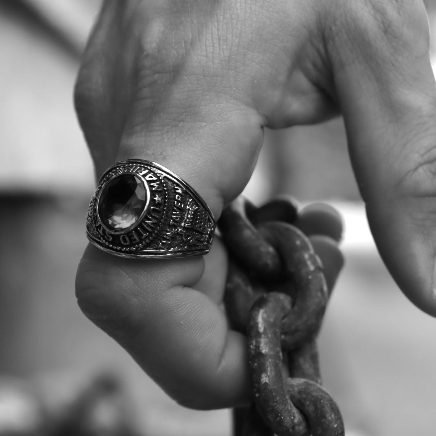 United States Military Red Stone Marine Corp Ring