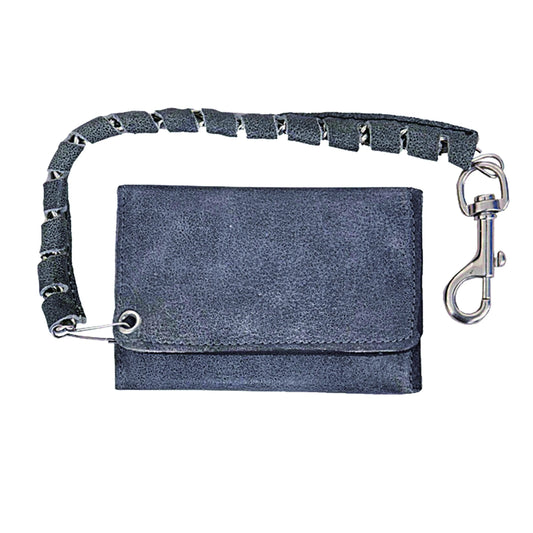 Gray Leather Biker Chain Wallet