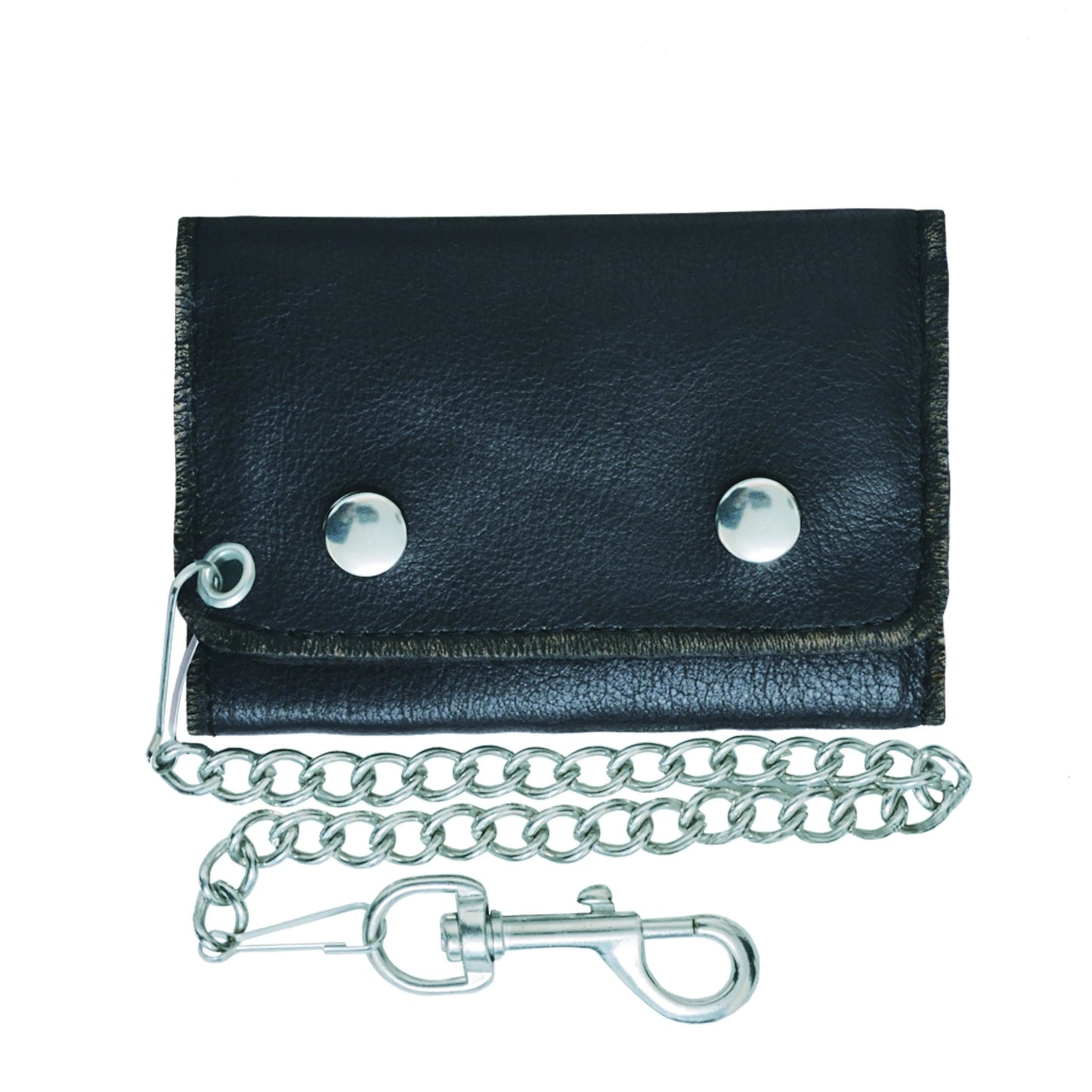 Small Brown Trifold Leather Biker Chain Wallet