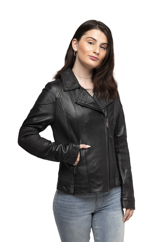 Lindsay Women's Fashion Leather Jacket Black (POS) Women's Leather Jacket Whet Blu NYC XS  