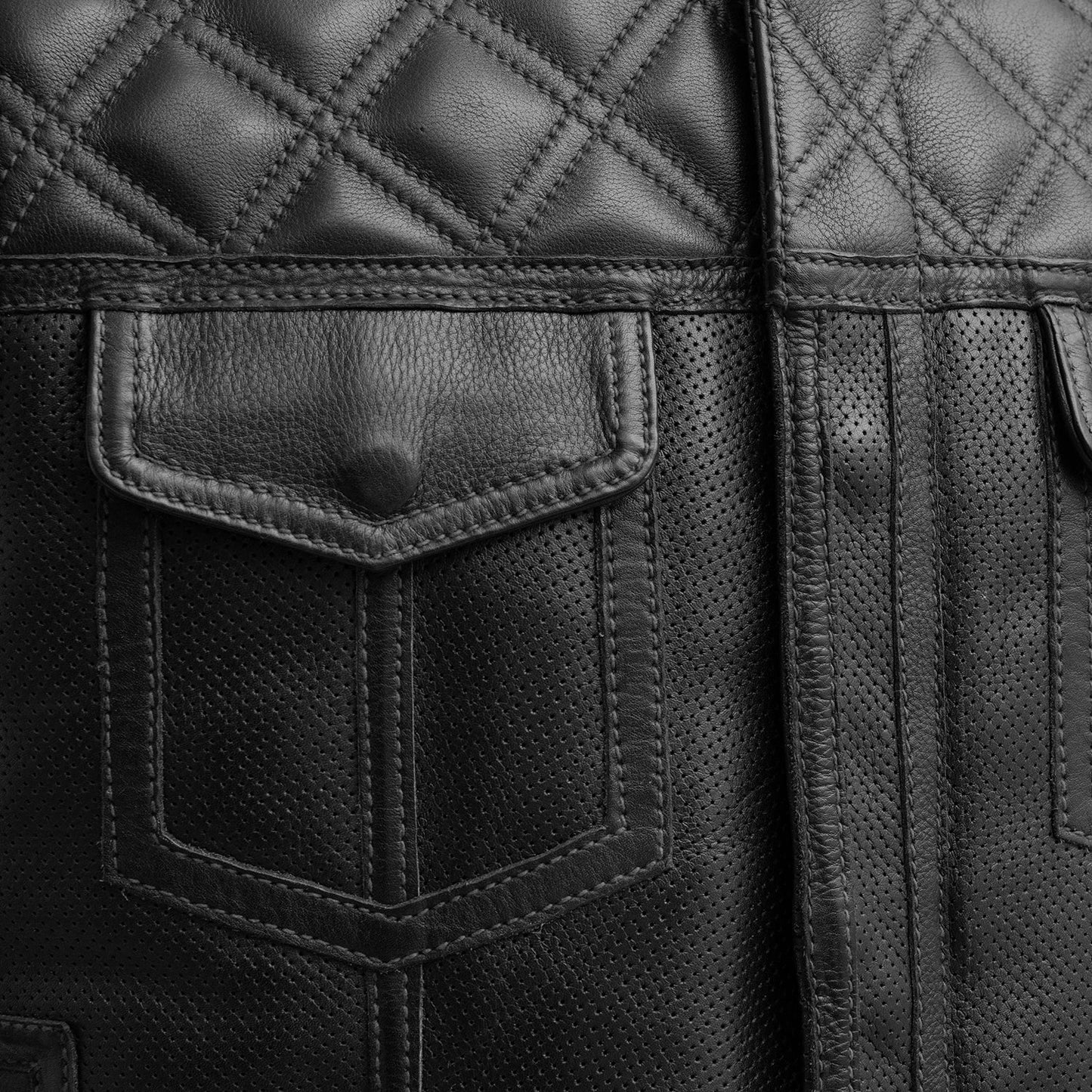 Upside Perforated Men's Club Style Leather Vest Men's Leather Vest First Manufacturing Company   