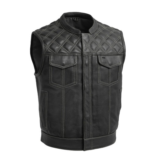 Upside Perforated Men's Club Style Leather Vest