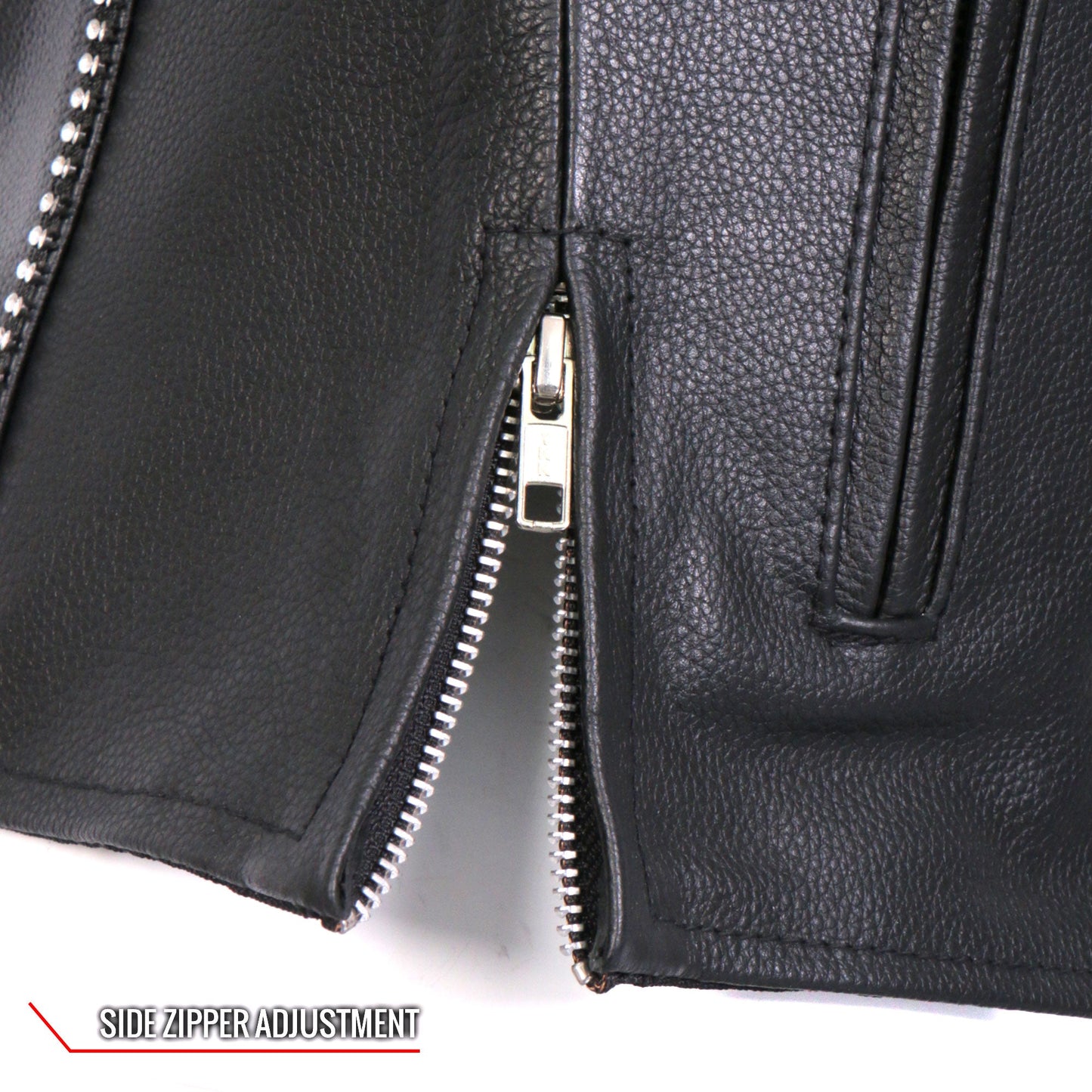 Hot Leathers VSL1016 Ladies Biker 'Rhinestone' Black Leather Motorcycle Vest