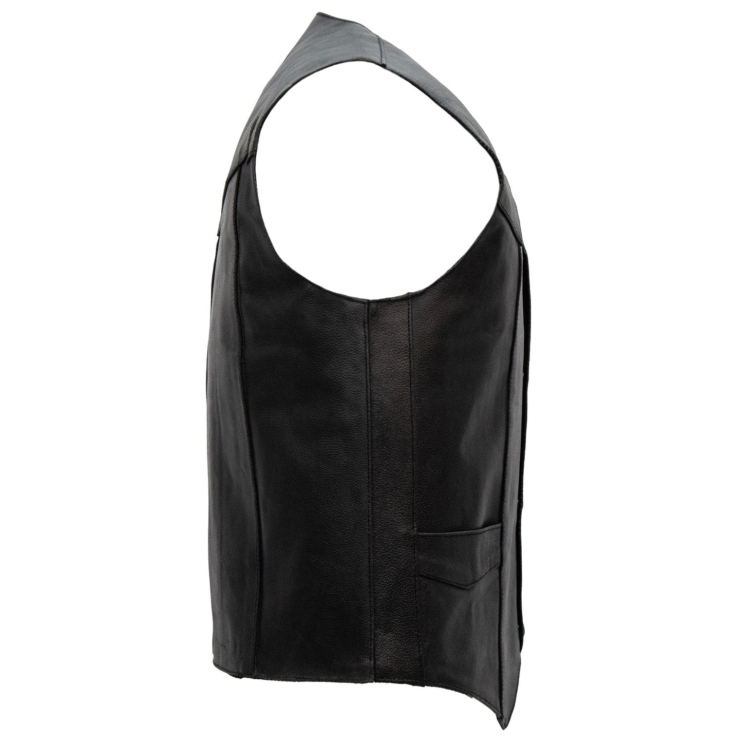 Hot Leathers VSM1014 Men's Motorcycle Black Heavyweight Leather Biker Vest with Inside Pocket