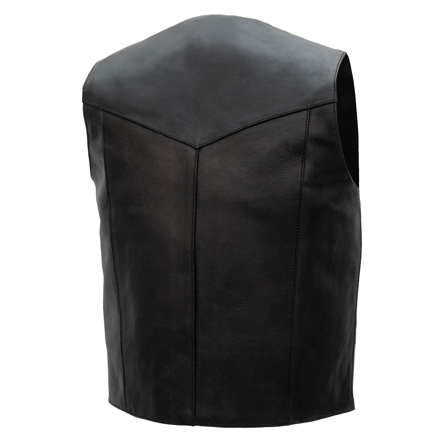 Hot Leathers VSM1014 Men's Motorcycle Black Heavyweight Leather Biker Vest with Inside Pocket