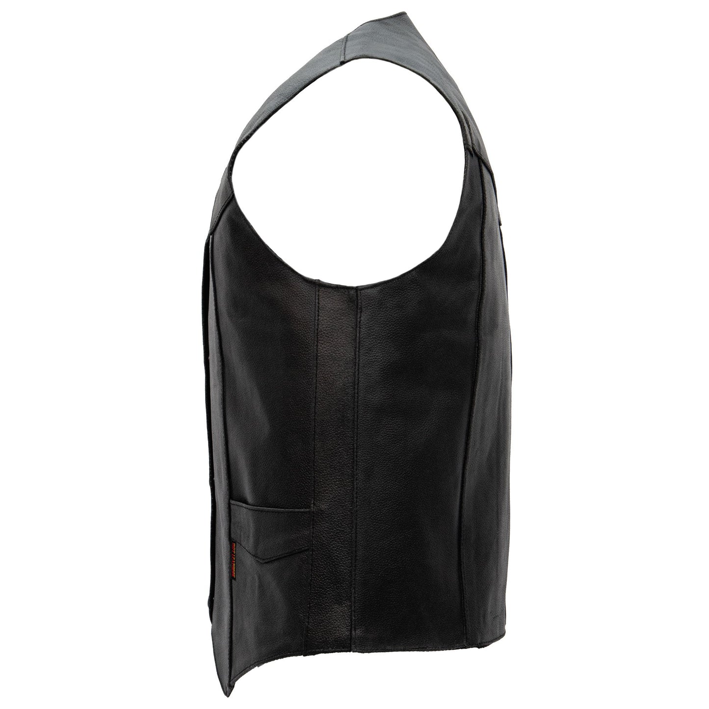 Hot Leathers VSM1014 Men's Motorcycle Black Heavyweight Leather Biker Vest with Inside Pocket