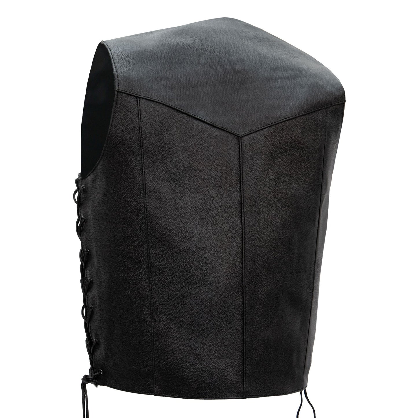 Hot Leathers VSM1015 Men's Black Heavyweight Motorcycle style Leather Biker Vest with Side Laces