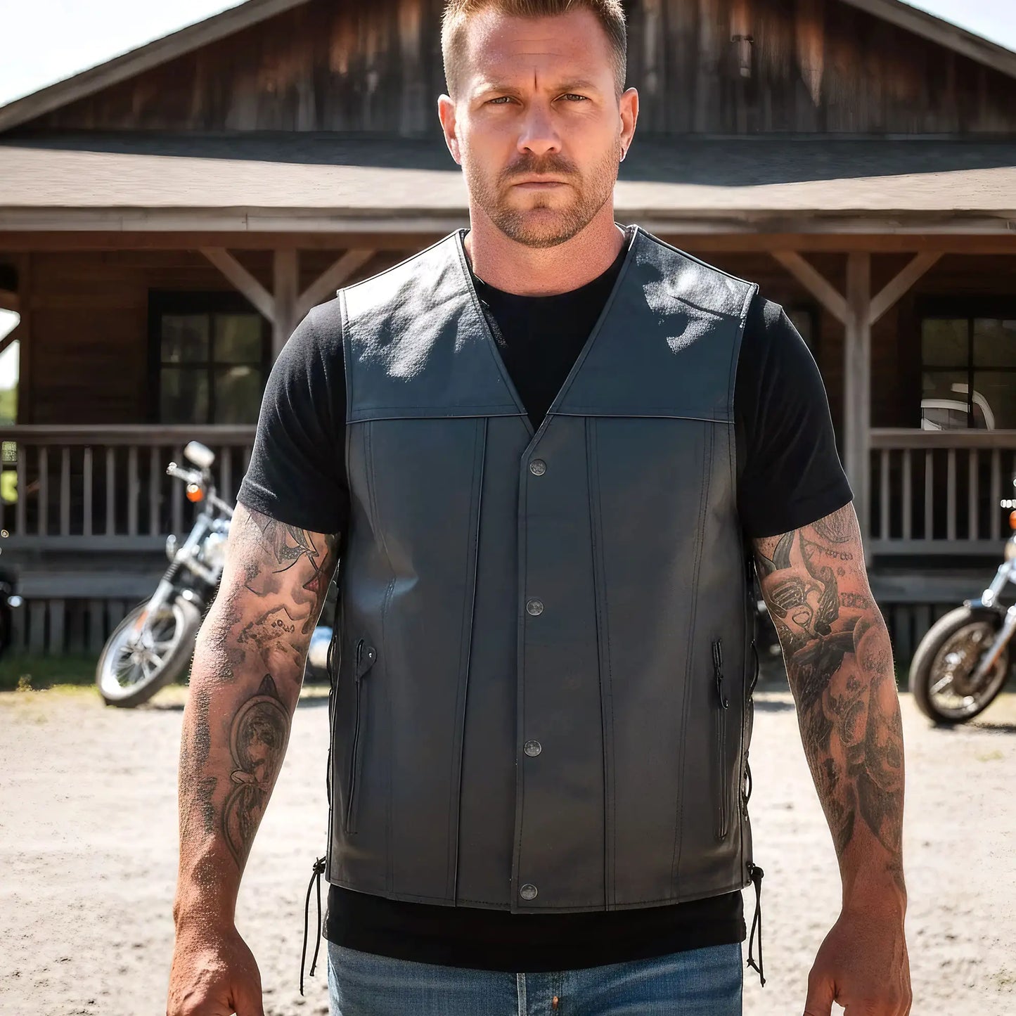 Hot Leathers VSM1023 Men's Black 'Conceal and Carry Leather Vest