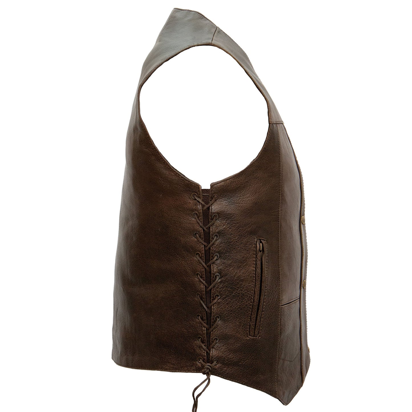 Hot Leathers VSM1029 Men's Distressed Brown Motorcycle 10 Pocket 'Conceal and Carry' Leather Biker Vest