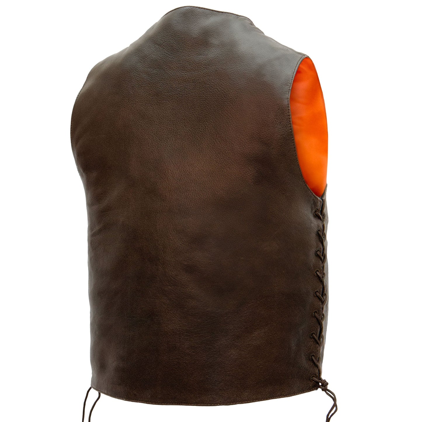 Hot Leathers VSM1029 Men's Distressed Brown Motorcycle 10 Pocket 'Conceal and Carry' Leather Biker Vest