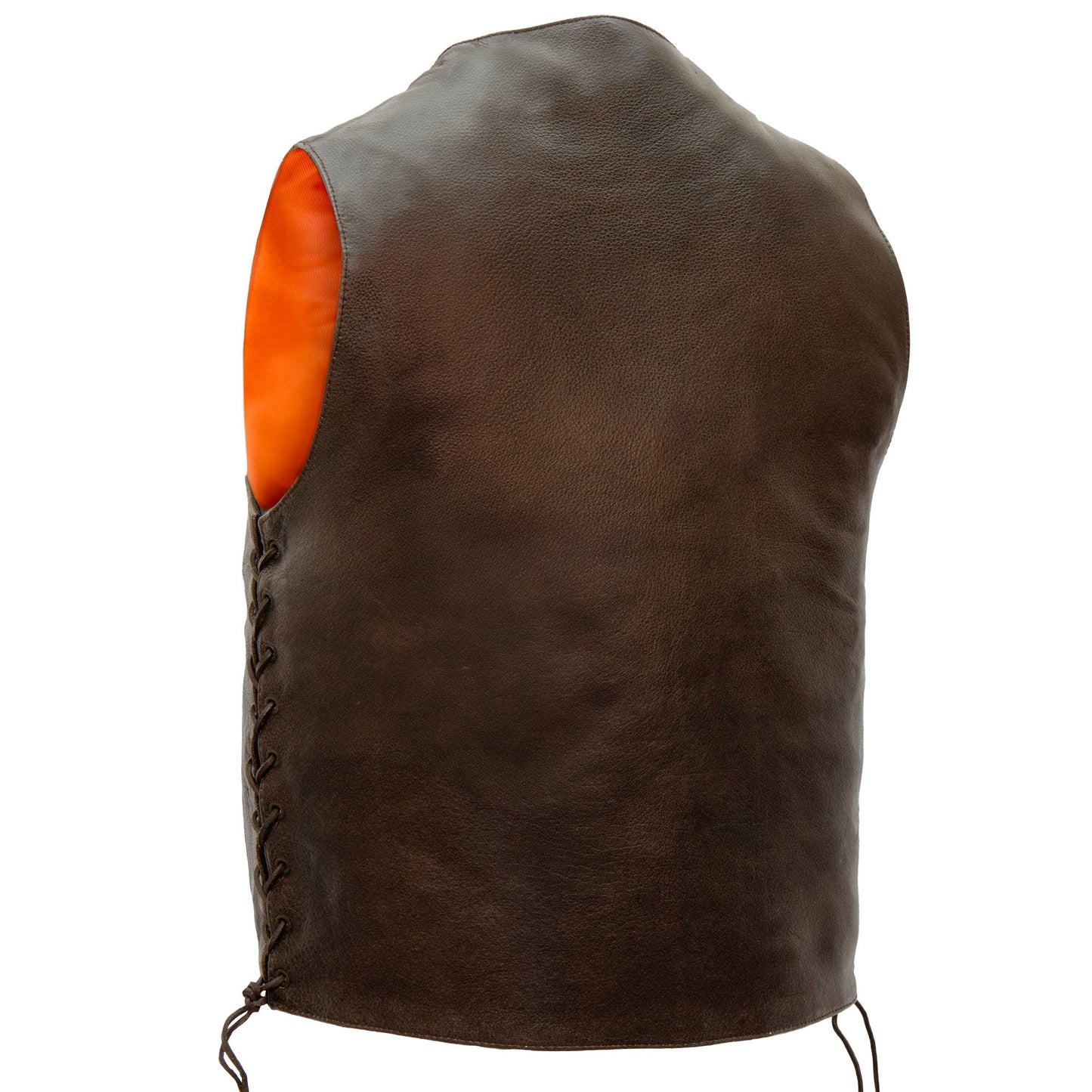 Hot Leathers VSM1029 Men's Distressed Brown Motorcycle 10 Pocket 'Conceal and Carry' Leather Biker Vest