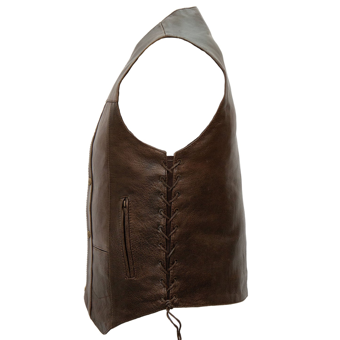 Hot Leathers VSM1029 Men's Distressed Brown Motorcycle 10 Pocket 'Conceal and Carry' Leather Biker Vest