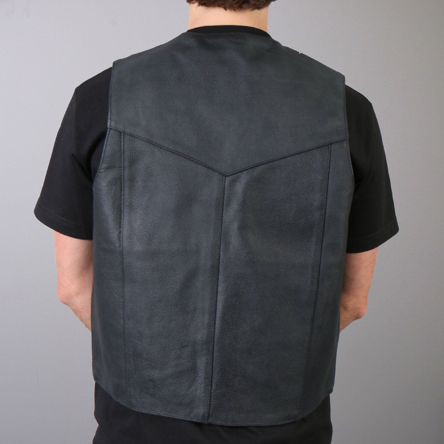 Hot Leathers VSM1032 Men's Motorcycle style Black 'Classic' Leather Biker Vest