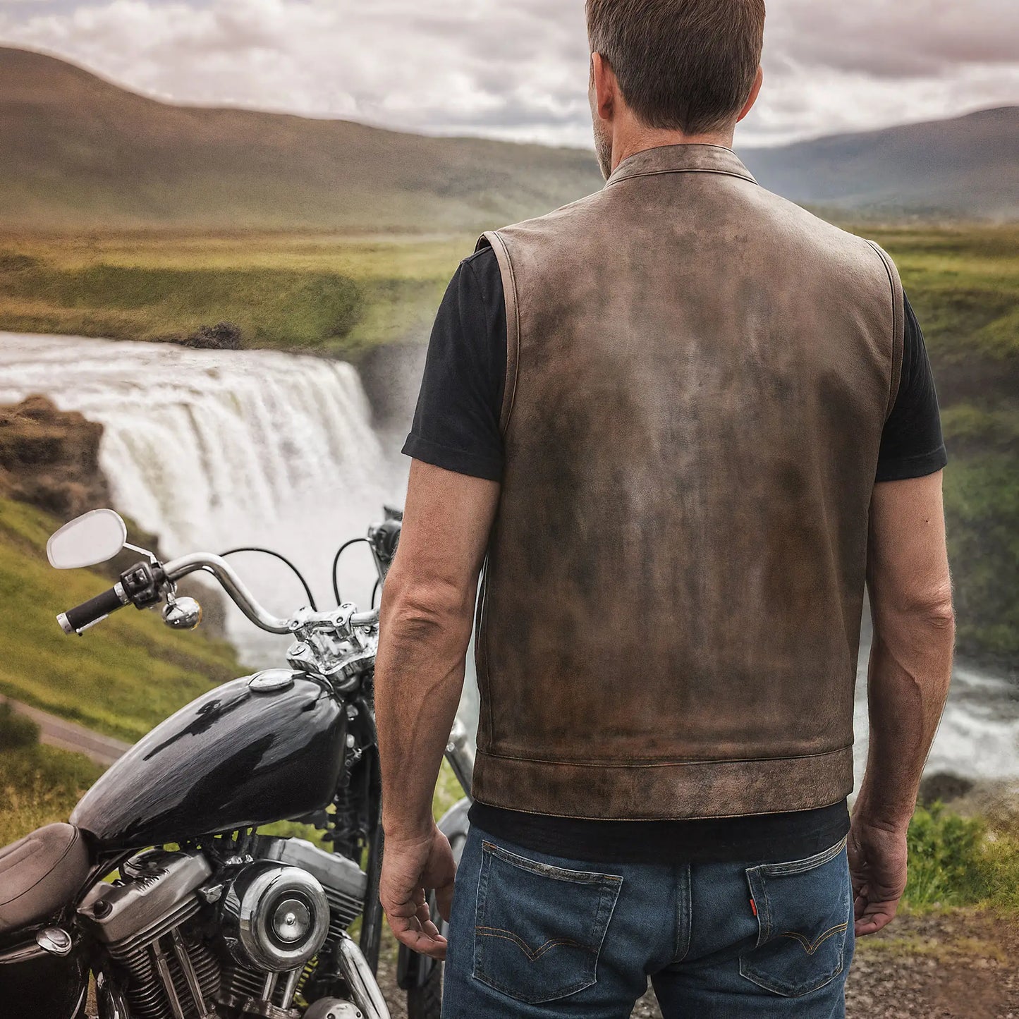 Hot Leathers VSM1035 Men's Distressed Brown Motorcycle 'Conceal and Carry' Club Leather Biker Vest