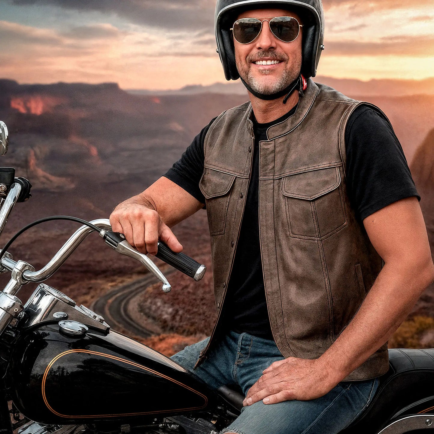 Hot Leathers VSM1035 Men's Distressed Brown Motorcycle 'Conceal and Carry' Club Leather Biker Vest