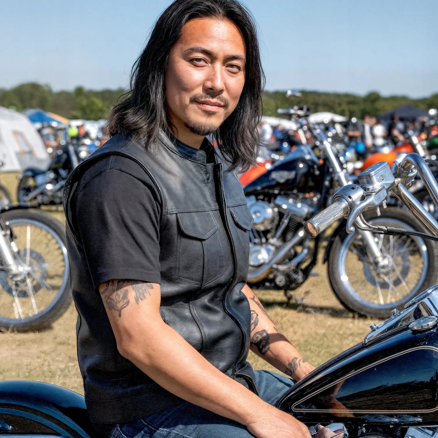 Hot Leathers VSM1039 Men's Black Motorcycle 'Conceal and Carry' Club Leather Biker Vest