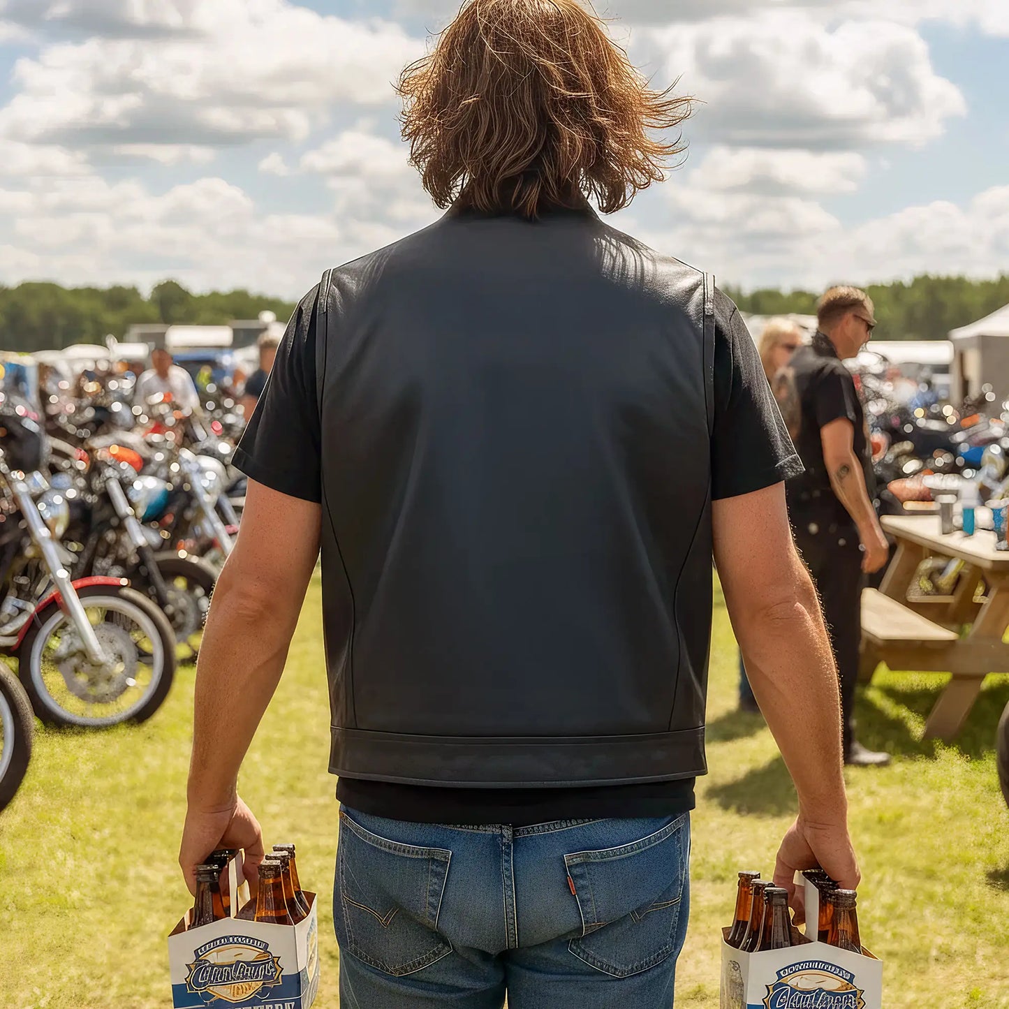 Hot Leathers VSM1051 Men's Black 'Celtic Cross' Motorcycle Club Style Conceal and Carry Leather Biker Vest