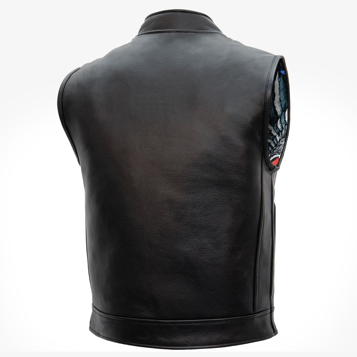 Hot Leathers VSM1052 Men's Black 'Patriotic' Motorcycle Club style Conceal and Carry Leather Biker Vest