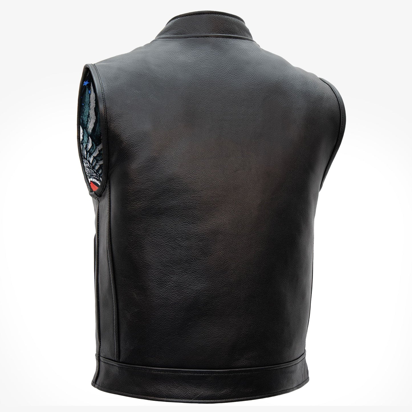 Hot Leathers VSM1052 Men's Black 'Patriotic' Motorcycle Club style Conceal and Carry Leather Biker Vest