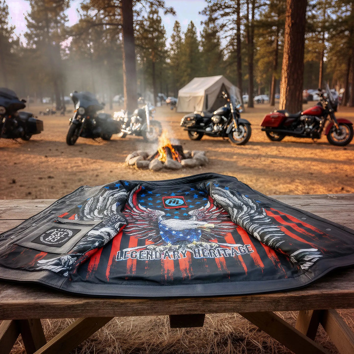 Hot Leathers VSM1052 Men's Black 'Patriotic' Motorcycle Club style Conceal and Carry Leather Biker Vest