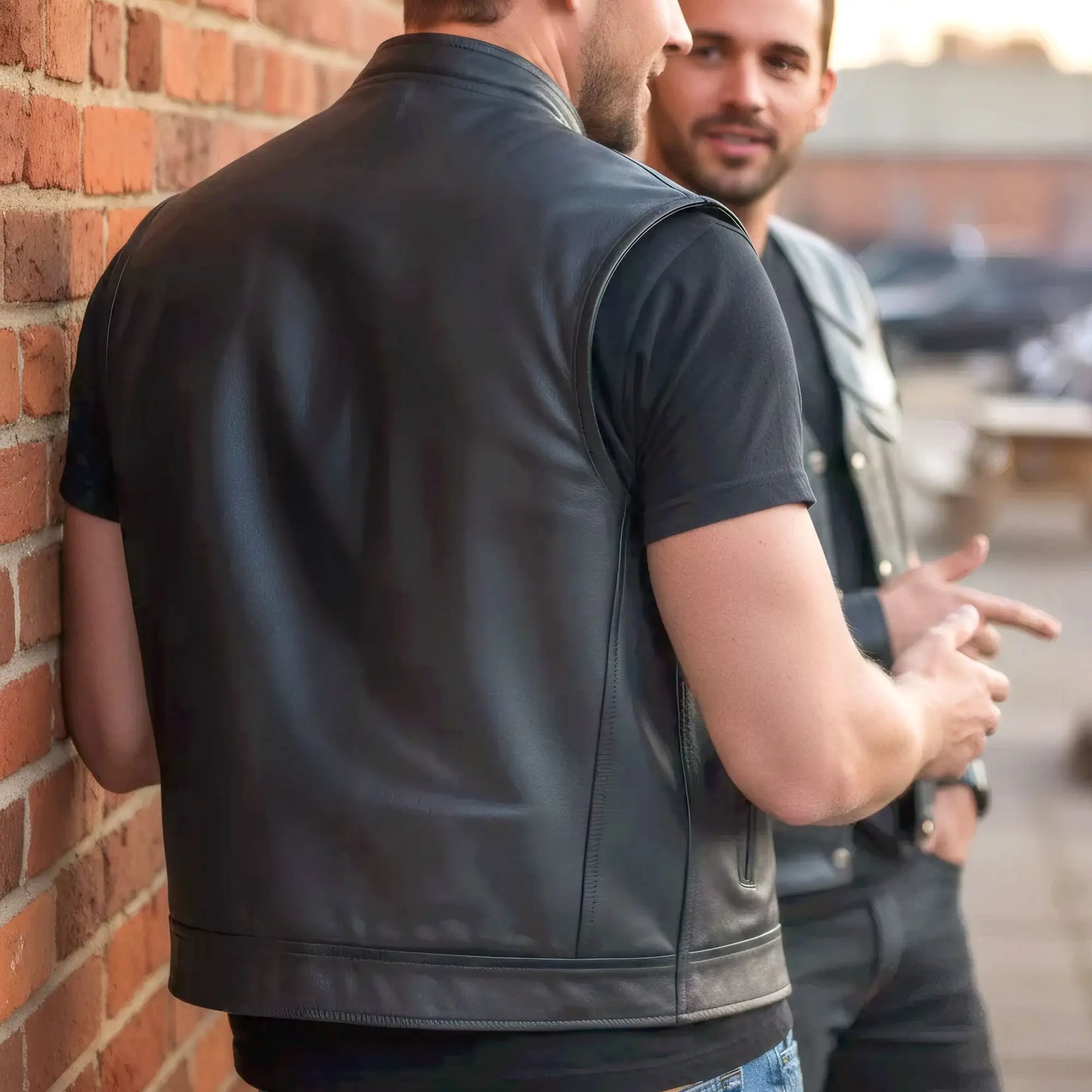 Hot Leathers VSM1059 Men's Black 'Flannel Grey' Motorcycle Club style Conceal and Carry Leather Biker Vest