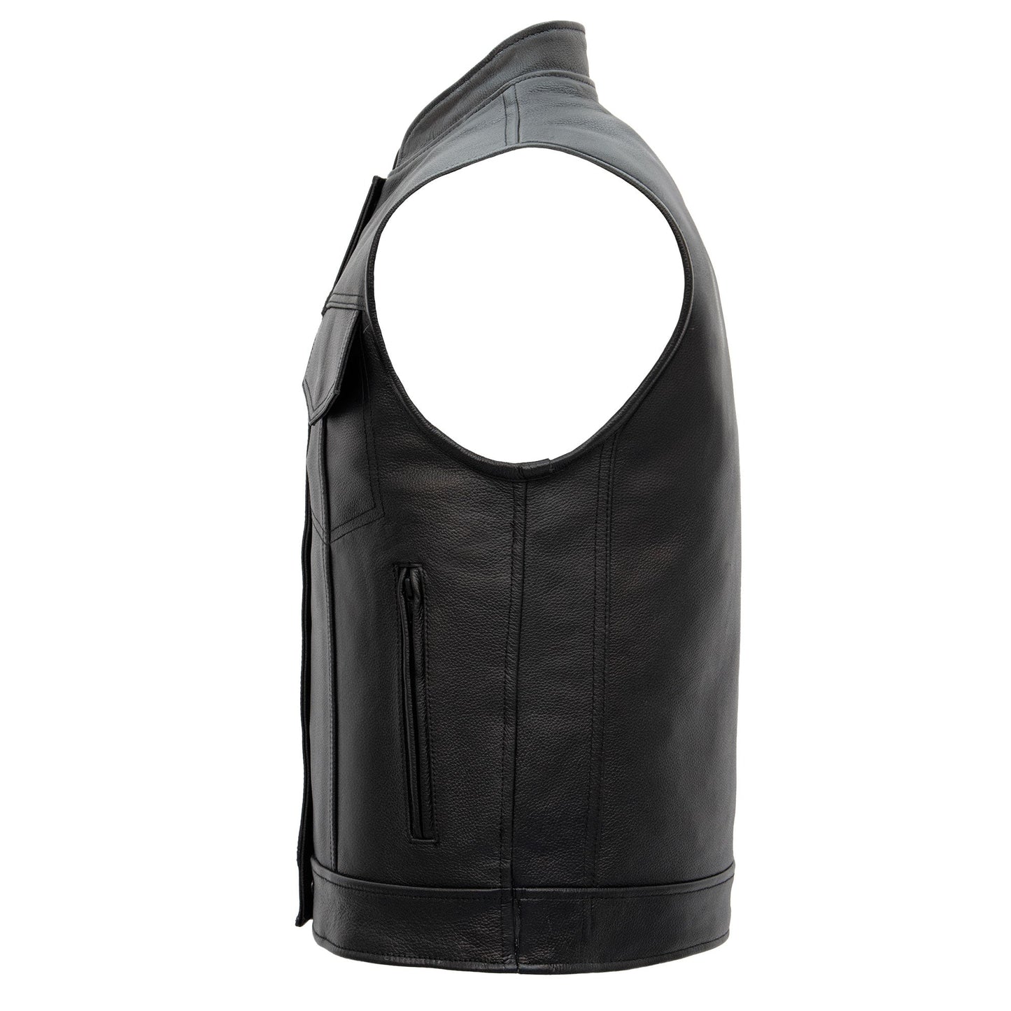 Hot Leathers VSM1060 Men's Black 'Flannel Red' Motorcycle Club Style Conceal and Carry Leather Biker Vest