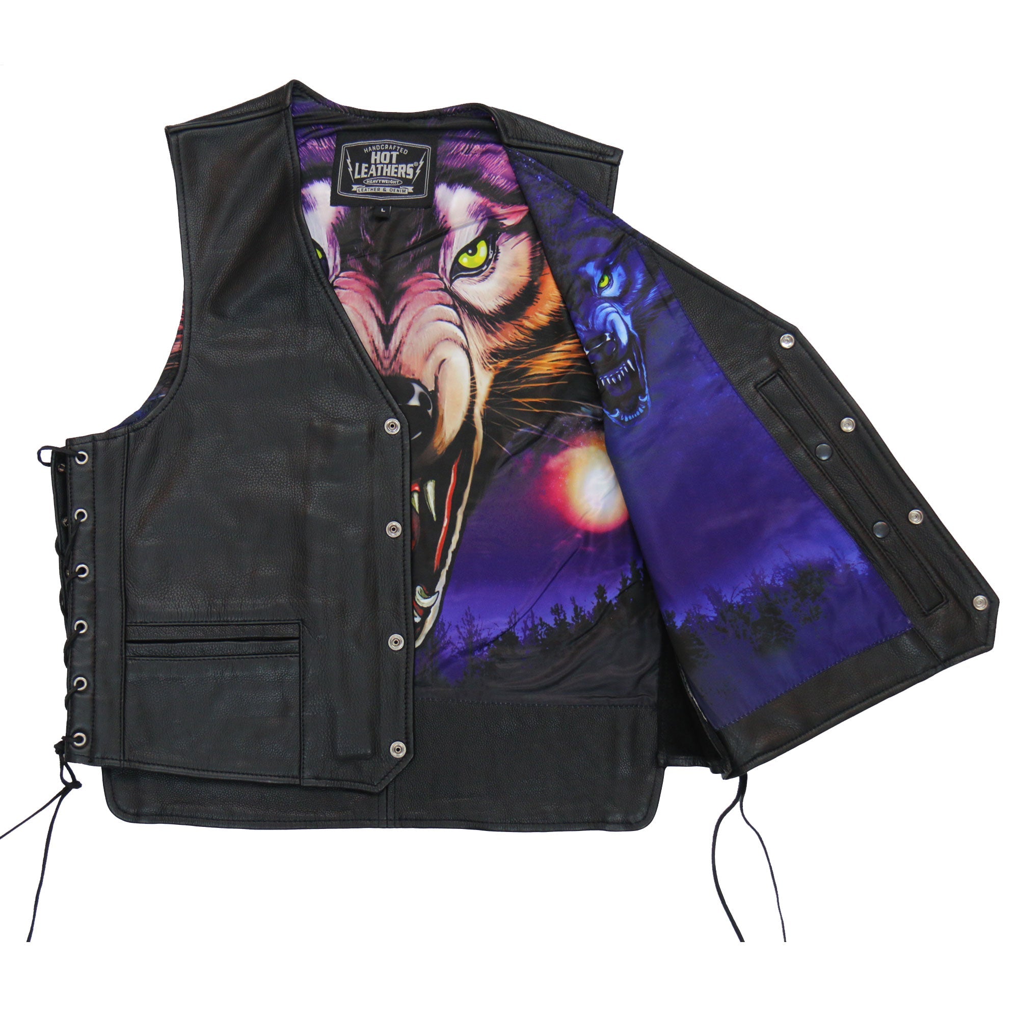 Hot Leathers VSM1062 Men's Black 'Lone Wolf' Motorcycle style