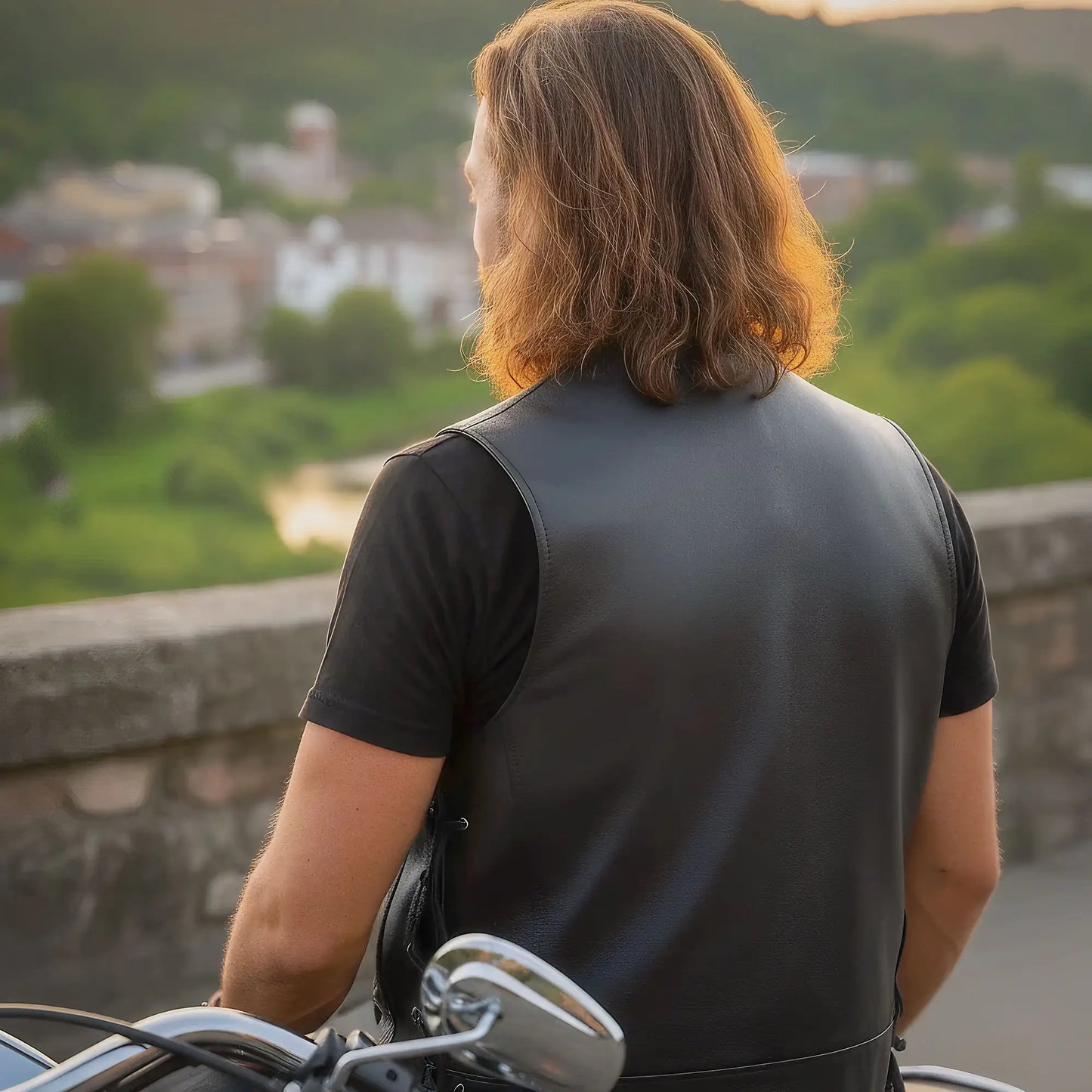 Hot Leathers VSM1063 Men's Black 'Blessed' Motorcycle style Conceal and Carry Side Lace Leather Biker Vest