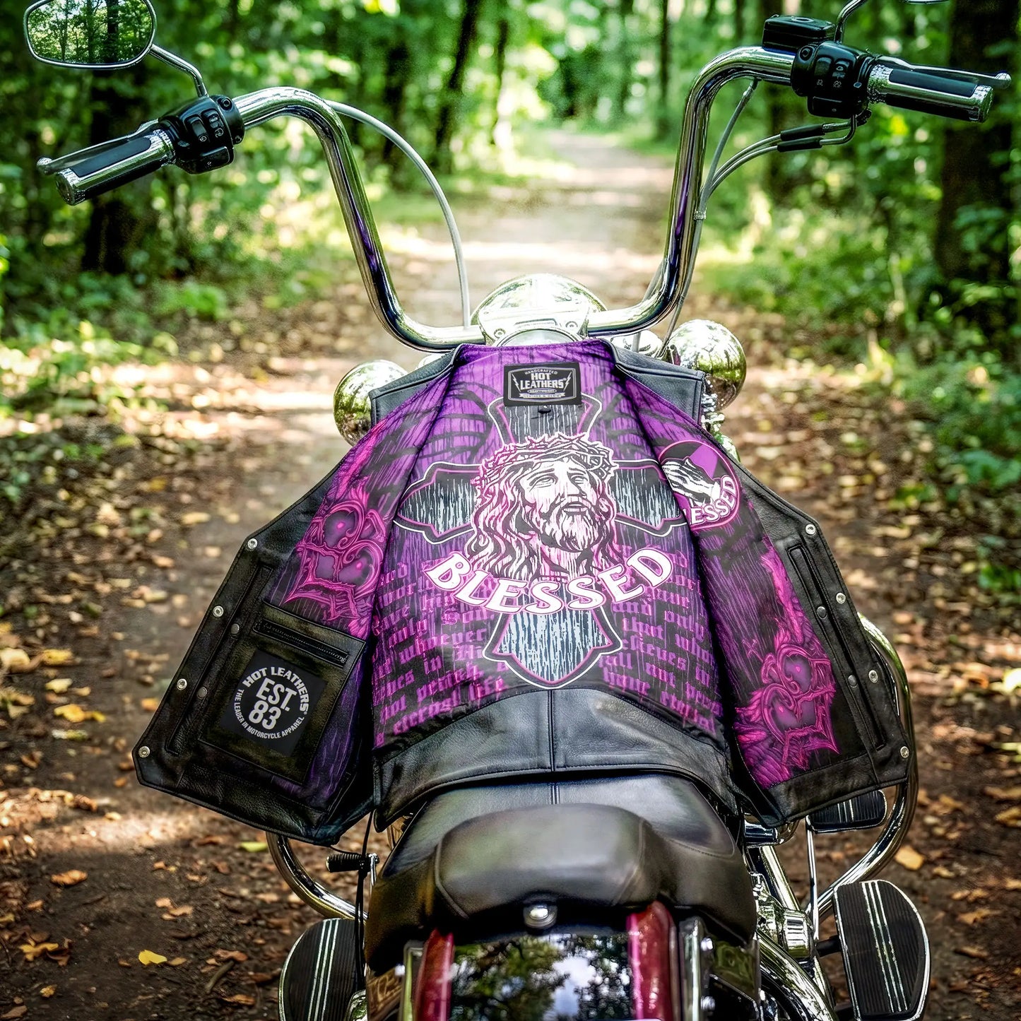 Hot Leathers VSM1063 Men's Black 'Blessed' Motorcycle style Conceal and Carry Side Lace Leather Biker Vest