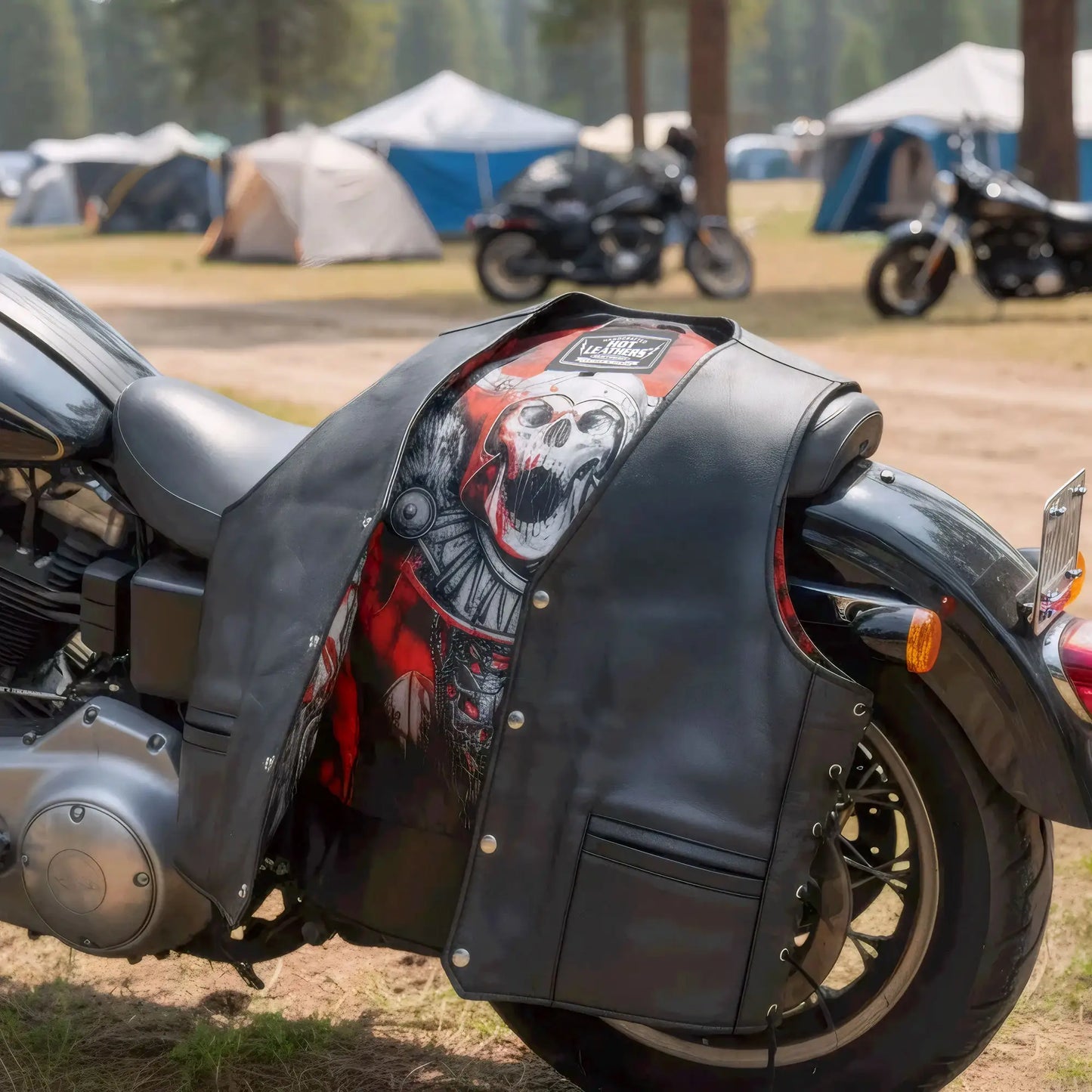 Hot Leathers VSM1064 Men's Black 'Viking Warrior' Motorcycle style Conceal and Carry Side Lace Leather Biker Vest