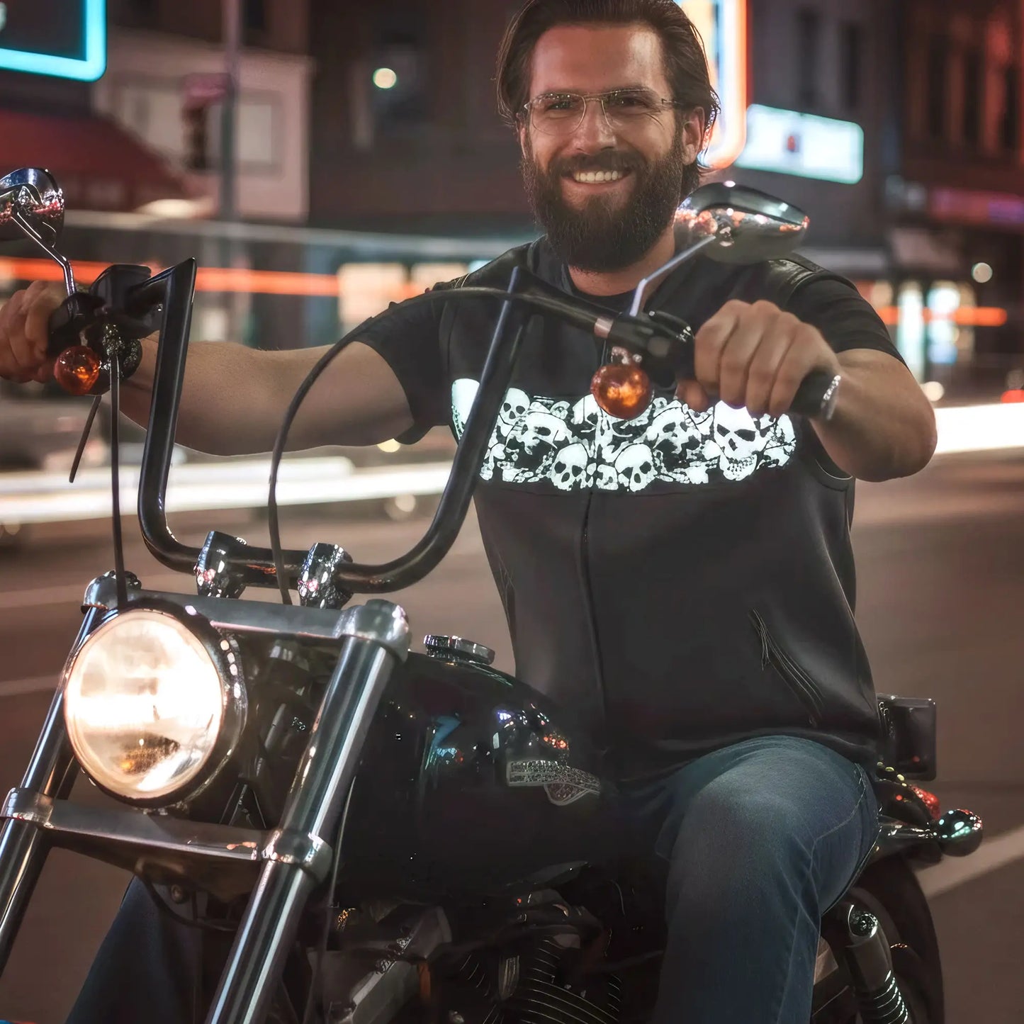 Hot Leathers VSM2003 Men's Black 'Ancient Skulls' Motorcycle Club style Conceal and Carry Leather Biker Vest