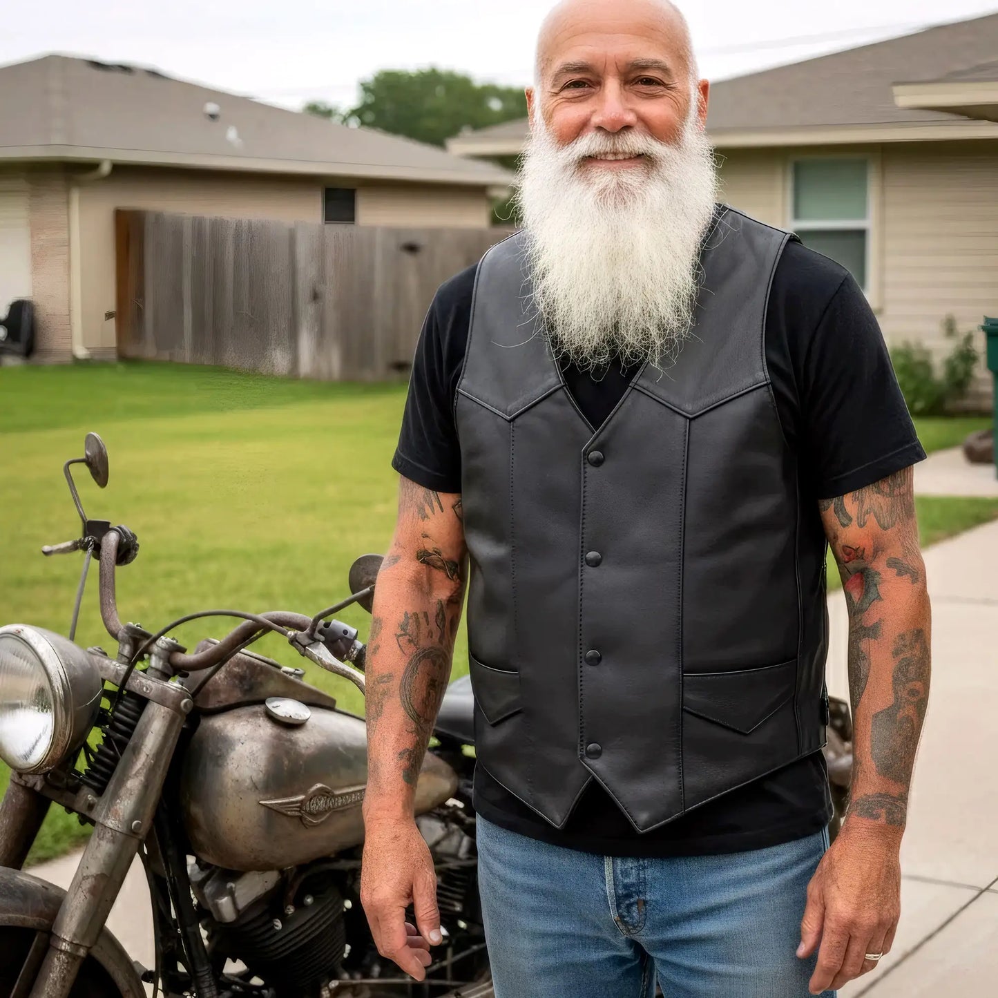 Hot Leathers VSM5006 Men's USA Made Classic Premium Biker motorcycle Leather Vest