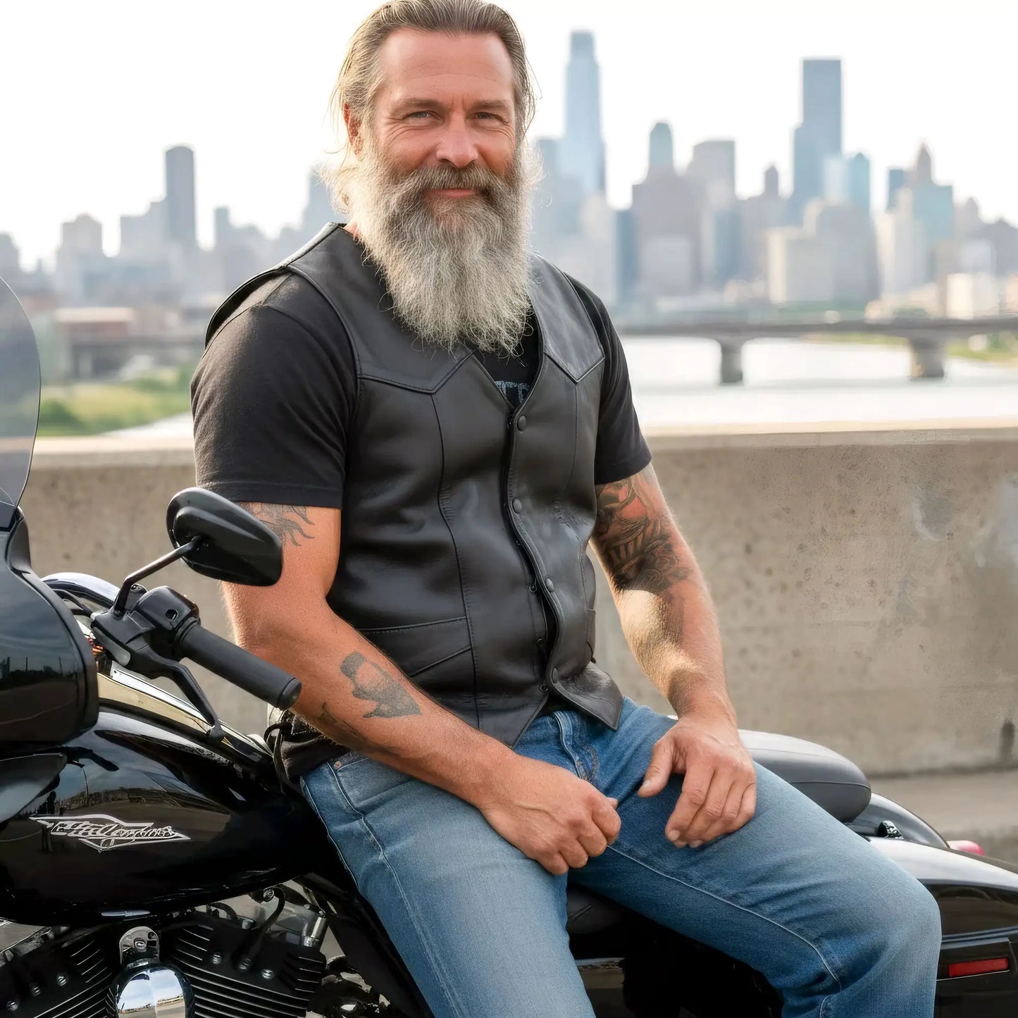 Hot Leathers VSM5008 Men's USA Made Side Lace Premium Leather Motorcycle Biker Vest