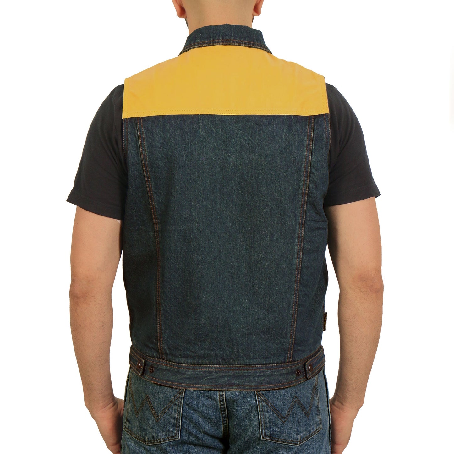 Hot Leathers Men's Leather and Denim Conceal Carry Vest VSM6103