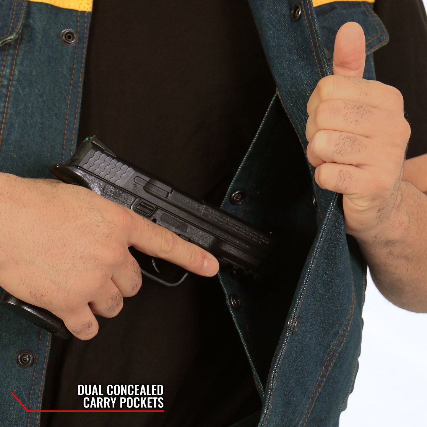 Hot Leathers Men's Leather and Denim Conceal Carry Vest VSM6103