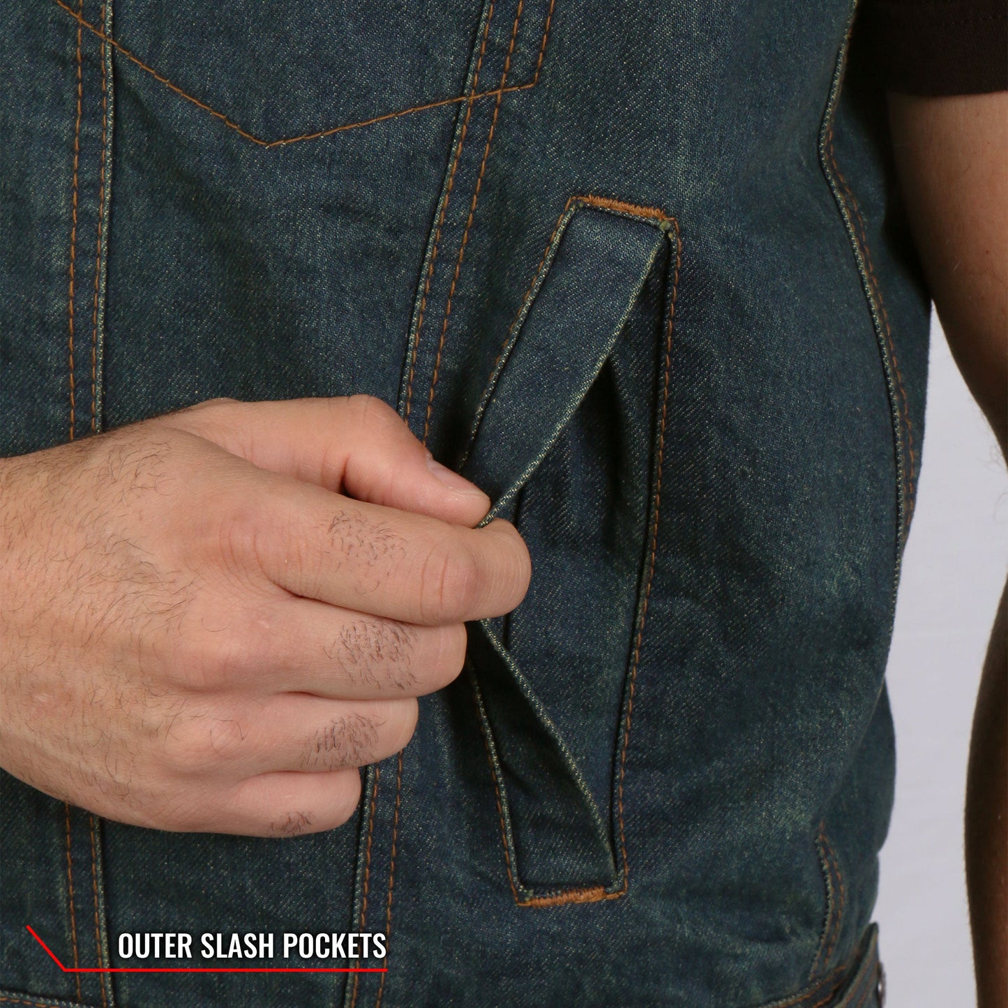 Hot Leathers Men's Leather and Denim Conceal Carry Vest VSM6103