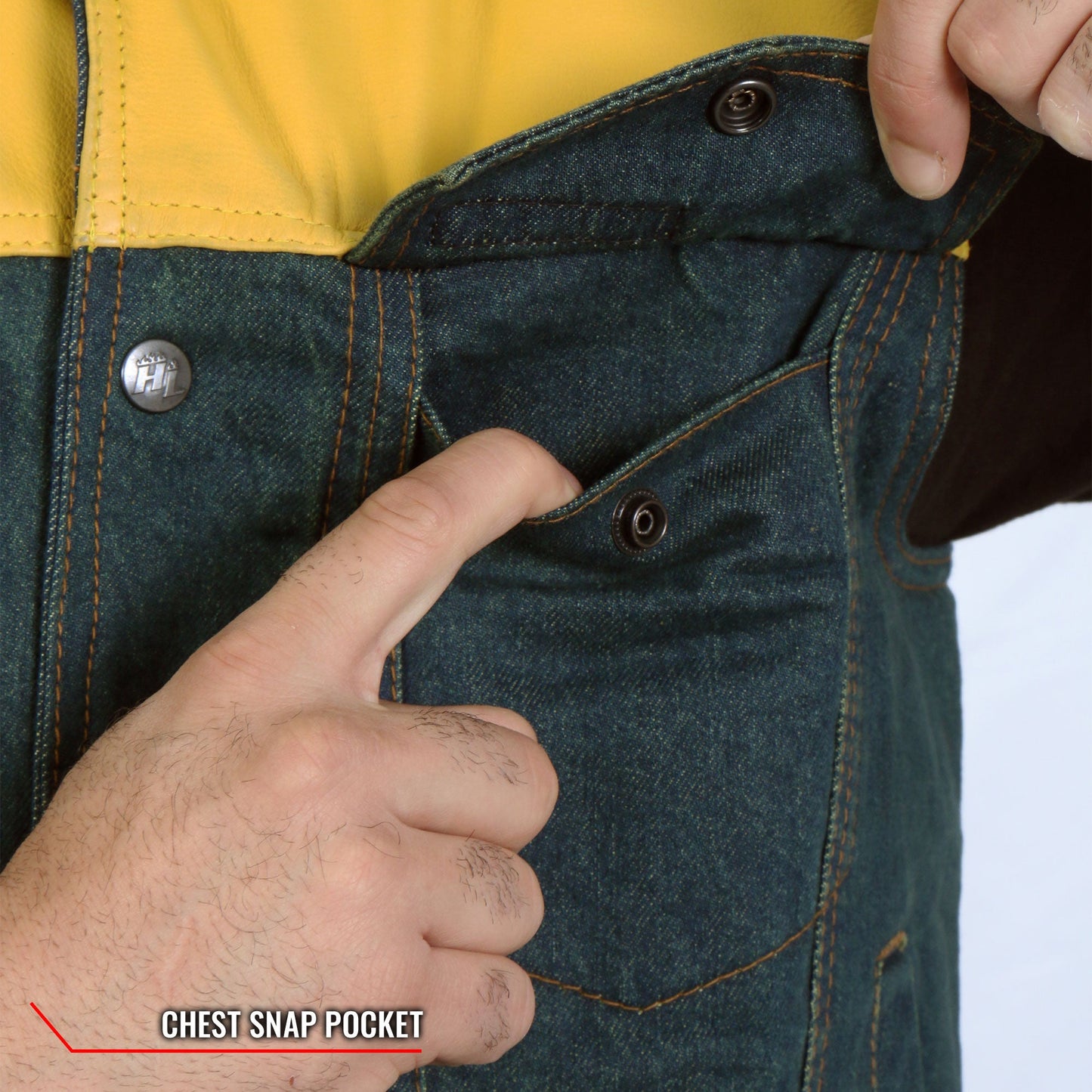 Hot Leathers Men's Leather and Denim Conceal Carry Vest VSM6103