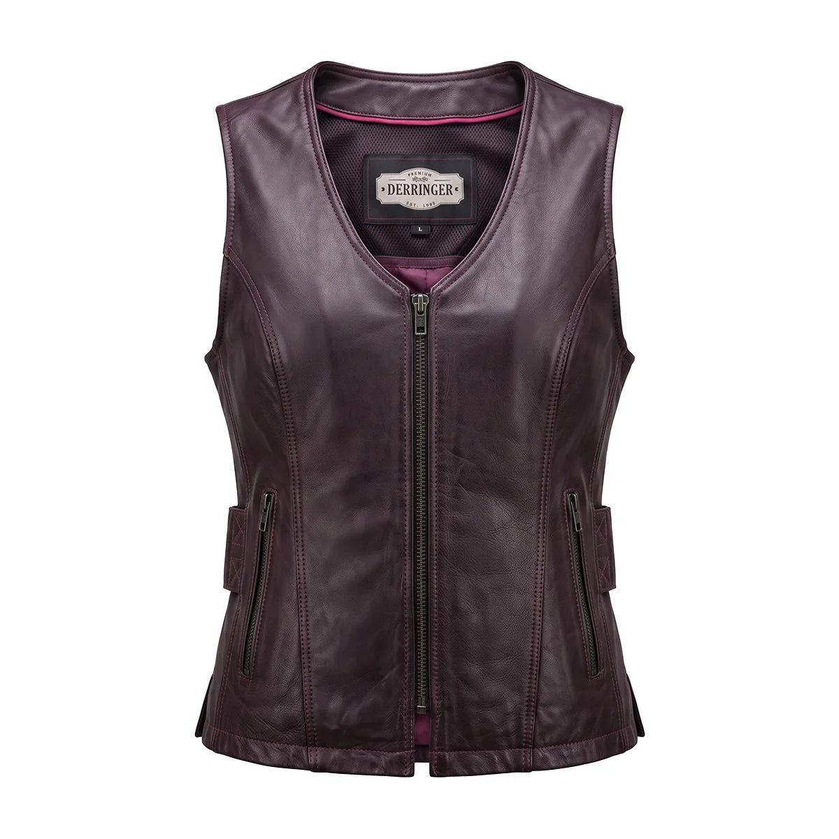 Betty - Women's Purple Lambskin Leather Motorcycle Vest