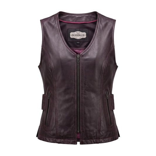 Betty - Women's Purple Lambskin Leather Motorcycle Vest