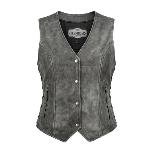 Bessie - Women's lambskin Leather Motorcycle Vest