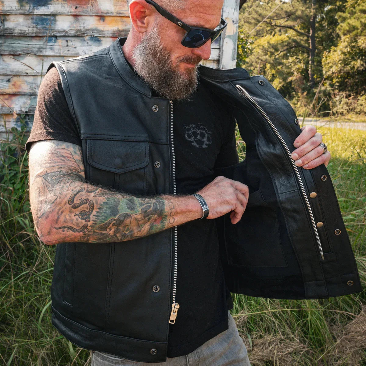 Clubman - Men's SOA Club Style leather Motorcycle Vest